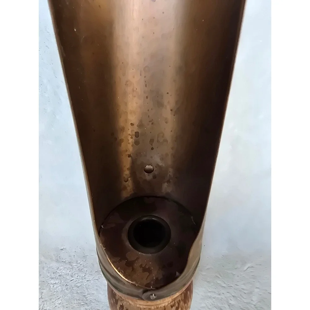 Vintage Copper Sconce Candle Holder Wood Base Rustic Reflector Taper Holder
